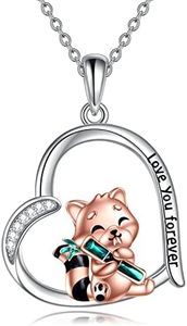 JERWLI Cute Animal Gifts Sterling Silver Panda/Red Panda/Bunny Necklace Cute Animal Pendant Jewelry for Women Girls Gifts, Sterling Silver