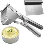 Potato Ricer Stainless Steel with Dough Scraper, Ricer for Mashed Potatoes Professional Masher Kitchen Tool Fruit Press Baby Food Masher