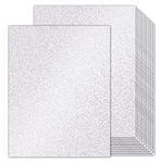 100 Sheets Silver Glitter Cardstock 8.5x11 Double-Sided, Goefun 80lb No-Shed Shimmer Glitter Paper for Scrapbook, Birthday, Wedding Party, Decorations (Not Suitable for Printing)