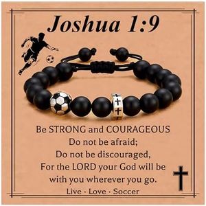 Miss Chipmunk Soccer Bracelet for Boys Cross Beaded Bracelet Gifts for Son Grandson Players Team Fan Friends,Soccer Accessories for Men Boys Christmas Birthday Gifts(Soccer)