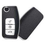 CaseBuy TPU Material Car Key Cover Case Compatible with Ford Fiesta Figo Old Ecosport Flip Key (TPU Leather Black)