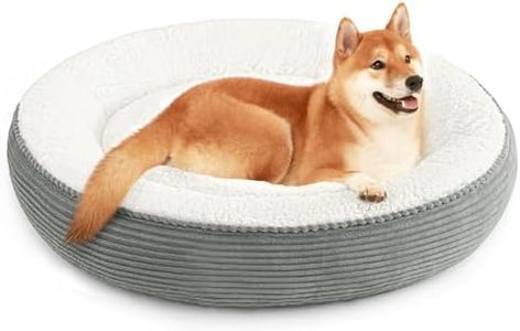 Love's cabin Round Donut Cat and Dog Cushion Bed, 36in Pet Bed for Cats or Small Dogs, Anti-Slip Water-Resistant Bottom, Super Soft Durable Fabric Pet beds, Washable Cat Dog Bed Stripe Grey