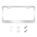 WELANE Car Licenses Plates Frames, Silver Matte Aluminum License Plate Frame with Screw (6 x 12in)