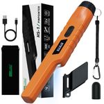 Hazlewolke Rechargeable Metal Detector Pinpointer for Adults & Kids, Fully Waterproof, OLED Screen, One-Key Interference Elimination (Orange)