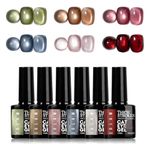 THR3E STROKES Glam Set - 6 Color Cat Eye Gel Polish Kit (7.5ml Each), 9D Magnetic Nail Polish Set for Galaxy & Velvet Effects, UV/LED Soak Off Sparkle Glitter Gel, Professional Nail Art Manicure Set (GLAM)