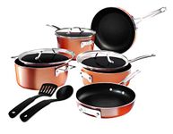 Gotham Steel 10 Pc Copper Pots and Pans Set Nonstick Cookware Set, Kitchen Cookware Sets, Pot and Pan Set, Pot Set, Stackable Pots and Pans Set with Lids, Induction Cookware Set, Dishwasher Safe…