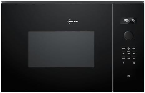 Neff N 50, HLAWD53K0, Einbau Mikrowelle, 59 x 38 cm, Easy Clean für schnelle Reinigung, LED Display, 1-Touch Buttons, Automatikprogramme, LED Innenbeleuchtung, 31,5 cm Drehteller, Schwarz