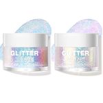 LANGMANNI Holographic Body Glitter Gel for Body, Face, Hair and Lip.Color Changing Glitter Gel Under Light. Vegan & Cruelty Free-1.35 oz (1# Golden Ocean+2# Sparkling Pink)