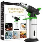 Spicy Dew Blow Best Creme Brulee Refillable Professional Kitchen Culinary Micro Butane Torch with Safety Lock and Adjustable Flame with Fuel Gauge