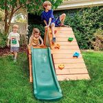Avenlur Palm: Montessori Waldorf Style Outdoor and Indoor Playground 5-IN-1 Backyard Playset for Toddlers & Children 12m-6 Yrs - Ladder, Rock Wall, 4 ft. Slide, Tent Fort, & Play Set Climber Playhouse