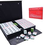 drizzle 34mm Mahjong Set - 146 Medium Size Tiles - Traditional Chinese Table Game - Home Family Dorm Party for Leisure Time - Mah Jong 麻将 Green