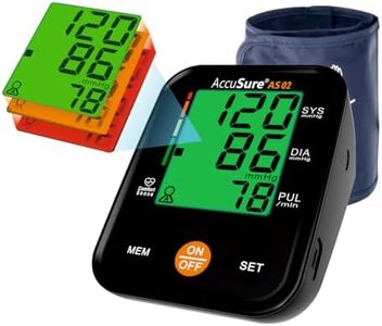 AccuSure 3 Color Display Blood Pressure Monitor Fully Automatic Digital Large Display And Adjustable Arm-Cuff Comes With Micro USB Port And 2 Years Brand Warranty- Black Color