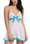 Culture Flossy® Babydoll Bikini Set| Non-Padded Bra & Panty|Nightwear/Lingerie/Negligee |Hot & for Couples Honeymoon/First Night/Anniversary for Women/Ladies/Girls (White (Cyan))