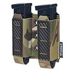 IDOGEAR Pistol Mag Pouch Molle Magazine Pouch 9MM Double Stack Elastic Magazine Holster with Inner Loop Panel Laser-Cut Hardshell Mag Carrier (Multi-camo)