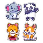 Yey Fridge Magnets Refrigerator Stylish Set Cute Animal Designs for Home, Kitchen and Office Decoration (Multicolor, 3x2 inches) Set of 4 Designs