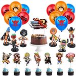 Newtic One Piece Figure 31 Pieces One-Piece Theme Party Decoration, One-Piece Figures Cake Topper Set Balloon Balloons Birthday for One Piece Birthday