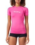 O'Neill Wetsuits UV Sun Protection Womens Basic Skins Short Sleeve Crew Sun Shirt Rash Guard, Fox Pink, Medium