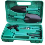 LJHYCYHT garden tools set 5 Piece,heavy-duty stainless steel garden supplies,including: trowel, tip trowel , hand rake, pruning shears, spray bottle. For transplanting, pruning, digging, garden gift tools for men and women