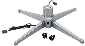 Home Heritage Electric Metal Rotating Christmas Tree Stand for 7 Foot Christmas Trees with Pole Adapters, Silver