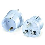 MOBIBAY European to UK Plug Adaptor- 1 Pack Adapter EU to UK,EURO 2 Pin to 3 Pin for Europe Schuko Travel Converter from France, Italy, Spain, Germany to British Adapter- White