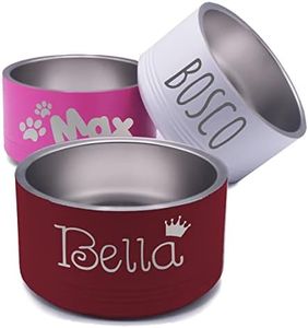 My Personal Memories Custom Personalized Stainless Steel Dog or Cat Bowl for Water and Food - Engraved Pet Bowl with Non Slip Bottom (Large - 64 Ounces, Red)