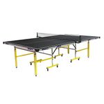 Bronx Speedster Both Side Laminated Iron Table-Tennis Table with 18 mm Black top and 50 mm Wheel (2 Table-Tennis bat, 3 Table Tennis Balls and Table-Tennis Table Cover) , Black