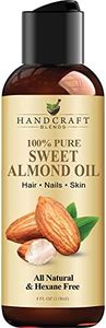 Handcraft Blends Sweet Almond Oil - 4 Fl Oz - 100% Pure and Natural - Premium Grade Oil for Skin and Hair - Carrier Oil - Hair and Body Oil - Massage Oil - Cold-Pressed and Hexane-Free