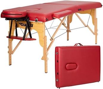 Giantex 213cm Massage Table, Folding Massage Bed with Adjustable Height & Headrest and Carrying Bag, Professional Portable Facial Salon Tattoo Spa Bed with Face Cradle and Armrest (Wine Red)