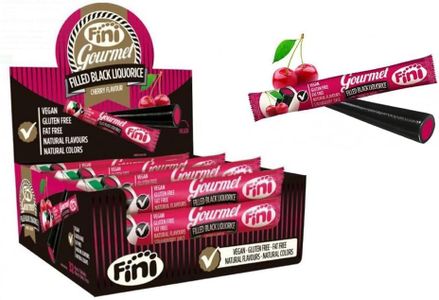 iChuches- Regaliz Fini Gourmet Dulce de Regaliz Black Liquorice Fini Gourmet. Sin Gluten y Vegano. (32, Regaliz Negro Con Cereza)