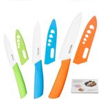 WACOOL Ceramic Knife Set 3-Piece (Includes 6-inch Chef's Knife, 5-inch Utility Knife and 4-inch Fruit Paring Knife), with 3 Knife Sheaths for Each Blade (Colorful Handle)