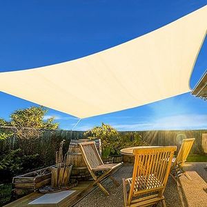 Artpuch Rectangular Breathable UV Block Sun Shade Sail Outdoor Covering Cloth for Deck, Backyard, 12'X16', Cream (Customized Available)