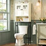 MXARLTR Over The Toilet Storage, Bathroom Storage Cabinet Over Toilet, Above Toilet Storage with Double Doors and Soft Hinges Over Toilet Storage Shelf Over The Toilet Storage Cabinet (Cream White)