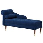 Vesgantti Velvet Chaise Longue, Indoor Lounge Sofa with Left Armrest and Lumbar Pillow, Upholstered Chaise Lounge for Living Room Bedroom and Office, Tool-free Assembly(Blue)