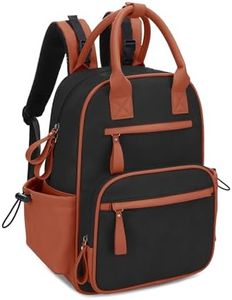 JESSIE & JAMES Saturday EDC Diaper Bag Backpack Multi Function Diaper Bag with Changing Pad & Stroller Straps_Black/Brown