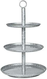 Ilyapa 3 Tier Tray, Galvanized Tray, Three Tier Serving Tray, 3 Tier Serving Stand, Farmhouse Tiered Metal Platter for Cake, Cupcake Tower, Dessert, Appetizers & More