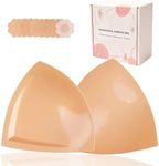 DEPOVOR Double-Sided Adhesive Bra Inserts, Large Size Lightly Padded for D+ Cups, Reusable Lifting Enhancers for Large Busts Beige