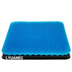 LYUANEC Gel Seat Cushion for Long Sitting, Thick Seat Cushions for Office Chairs, Stadium Seat Cushion, Breathable Gel Pressure Relief Cushion with Washable Non-Slip Cover (Blue, Standard)