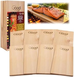 Good Cooking Premium Grilling Planks 8-Pack - 4 Cedar & 4 Alder Wood (5.5" x 11.5") - Natural Wood Planks for Grilling Salmon, Fish, Meat & Vegetables - Made in USA - BBQ Gift Set for Father's Day