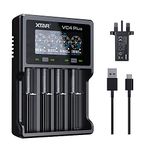 XTAR VC4 PLUS Battery Charger,included QC3.0 adapter charge Liion and Ni-MH battery at the same time 3A Fast Charger, 4 Bay Rechargeable Battery Charger (VC4 PLUS+ UK Adapter)