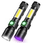 iToncs 3 in 1 USB Torches LED Super Bright Rechargeable [whitelight redlight & UV] Waterproof Torch with 7 Modes for Camping [2 Pack]