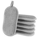 Amaxiu 6 Pack Multipurpose Dish Scrubber Sponges, Non Scratch Sponge Microfiber Side for Dish Rough Side for Non Stick Cookware Reusable Sponge Scrub Sponge Dishcloth for Sink Pan Pot Countertop(Grey)