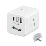 Alitayee MultiPlug Outlet Extender,USB Outlet Splitter,Travel Power Strip,USB Wall Plug with Type-C Fast Charge and 15A 1875W ,No Surge Protector for Cruise Ship,Travel,Home,Office,ETL Listed