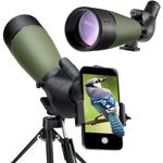 Gosky Updated 20-60x80 Spotting Scope with Tripod, Phone Adapter and Carrying Bag - BAK4 Angled Scope for Target Shooting Hunting Bird Watching Wildlife Scenery