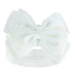 Baby Girls Spanish Style Hairbands Bow Headband Glitter Bow Pink Red Grey Lemon White Pink Red (White)