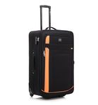 ATX Luggage 29" Suitcase Large Expandable Super Lightweight Durable Softshell Luggage with 2 Wheels & Built-in 3 Digit Combination Lock (Black/Orange, 120 Liters)