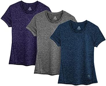 icyzone Workout Running Tshirts for Women - Fitness Athletic Yoga Tops Exercise Gym Shirts (Pack of 3) (L, Royal Blue/Purple/Charcoal)