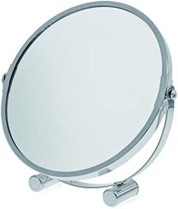 Blue Canyon 17cm Free Standing Round Swivel Mirror - Chrome Finish - Perfect for Shaving and Applying Makeup - One Side with 3x Magnification - Double Sided Multipurpose Mirror - BA121