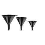 SD Set of 3 Black Funnels - Assorted Sizes for Easy Pouring and Transfer | Durable and Versatile Kitchen Tool