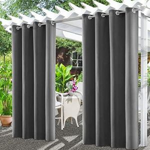 Tgkoddo Rideaux D'extérieur, Rideau pour Pergola Imperméable, Rideau Exterieur pour Terrasse Rideau Pare-Soleil pour Balcon, Terrasse, Porche, Pergola, Belvédère(132 * 245cm, Gris)