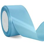 TONIFUL 2 in x 25 Yds Wide Light Baby Blue Satin Ribbon Solid Fabric Ribbons Roll for Crafts Chair Sash Valentine's Day Gift Wrapping Invitation Cards Floral Hair Bows Sewing Party Wedding Decoration